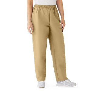 Medline ComfortEase Women's Elastic Waist Scrub Pants with 2 Pockets - ComfortEase Women's Elastic Waist 2-Pocket Scrub Pants, Size 2XL Petite Inseam, Khaki - 8852JKKXXL