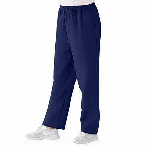 Medline ComfortEase Women's Elastic Waist Scrub Pants with 2 Pockets - ComfortEase Women's Elastic Waist 2-Pocket Scrub Pants, Size 2XL Petite Inseam, Midnight Blue - 8852JNTXXL