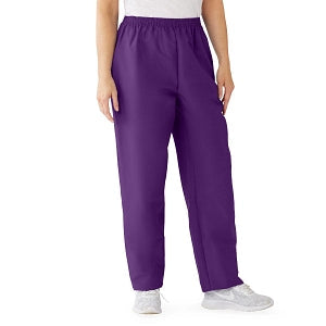 Medline ComfortEase Women's Elastic Waist Scrub Pants with 2 Pockets - ComfortEase Women's Elastic Waist 2-Pocket Scrub Pants, Size 3XL Petite Inseam, Rich Purple - 8852JPPXXXL