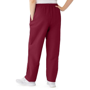 Medline ComfortEase Women's Elastic Waist Scrub Pants with 2 Pockets - ComfortEase Women's Elastic Waist 2-Pocket Scrub Pants, Size S Petite Inseam, Wine - 8852JWNS