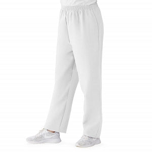 Medline ComfortEase Women's Elastic Waist Scrub Pants with 2 Pockets - ComfortEase Women's Elastic Waist 2-Pocket Scrub Pants, Size S Petite Inseam, White - 8852XTQS