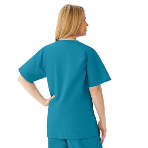 Medline AngelStat Women's V-Neck Tunic Scrub Top with 2 Pockets - AngelStat Women's V-Neck Short-Sleeve Tunic Scrub Top with 2 Pockets, Size 2XL, Peacock - 893NBTXXL