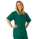 Medline AngelStat Women's V-Neck Tunic Scrub Top with 2 Pockets - AngelStat Women's V-Neck Short-Sleeve Tunic Scrub Top with 2 Pockets, Size XL, Hunter Green - 893NHGXL