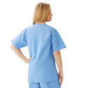 Medline AngelStat Women's V-Neck Tunic Scrub Top with 2 Pockets - AngelStat Women's V-Neck Short-Sleeve Tunic Scrub Top with 2 Pockets, Size M, Ceil Blue - 893NTHM