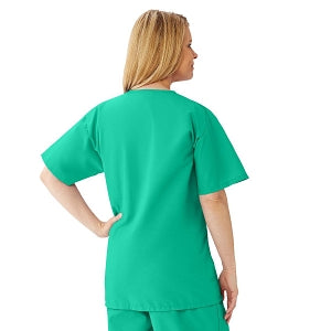 Medline AngelStat Women's V-Neck Tunic Scrub Top with 2 Pockets - AngelStat Women's V-Neck Short-Sleeve Tunic Scrub Top with 2 Pockets, Size S, Jade - 893NTJS