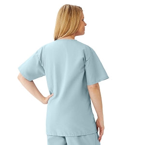 Medline AngelStat Women's V-Neck Tunic Scrub Top with 2 Pockets - AngelStat Women's V-Neck Short-Sleeve Tunic Scrub Top with 2 Pockets, Size XL, Misty - 893NTZXL