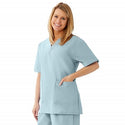 Medline AngelStat Women's V-Neck Tunic Scrub Top with 2 Pockets - AngelStat Women's V-Neck Short-Sleeve Tunic Scrub Top with 2 Pockets, Size XL, Misty - 893NTZXL