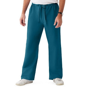 Medline ComfortEase Unisex Reversible Scrub Pants with Drawstring - ComfortEase Unisex Reversible Drawstring Cargo Scrub Pants with Medline Color-Coding, Size 4XL Regular Inseam, Caribbean Blue - 900JCB4XL-CM