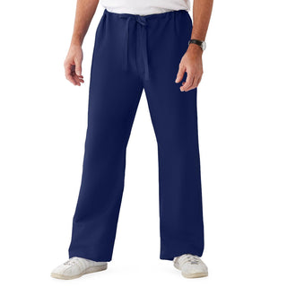 ComfortEase Unisex Reversible Drawstring Cargo Scrub Pants with Medline Color-Coding, Size S Tall Inseam, Midnight Blue