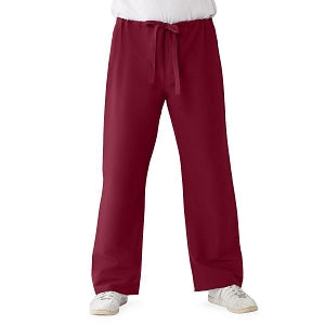 Medline ComfortEase Unisex Reversible Scrub Pants with Drawstring - ComfortEase Unisex Reversible Drawstring Cargo Scrub Pants with Medline Color-Coding, Size 2XL Regular Inseam, Wine - 900JWNXXL-CM