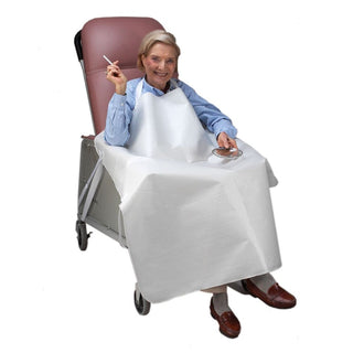 SkiL-Care Smoker's Aprons Geri-Chair Smoker's Apron, White - 906015