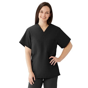Medline Comfortease Unisex Two Pocket Reversible Scrub Top - ComfortEase Unisex Reversible V-Neck 2-Pocket Scrub Top with Medline Color-Coding, Size 5XL, Black - 910DKW5XL-CM