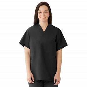 Medline Comfortease Unisex Two Pocket Reversible Scrub Top - ComfortEase Unisex Reversible V-Neck 2-Pocket Scrub Top with Medline Color-Coding, Size M, Black - 910DKWM-CM