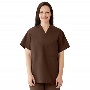 Medline Comfortease Unisex Two Pocket Reversible Scrub Top - ComfortEase Unisex Reversible V-Neck 2-Pocket Scrub Top with Medline Color-Coding, Size 4XL, Brown - 910JBR4XL-CM