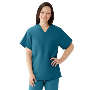 Medline Comfortease Unisex Two Pocket Reversible Scrub Top - ComfortEase Unisex Reversible V-Neck 2-Pocket Scrub Top with Medline Color-Coding, Size 2XL, Caribbean Blue - 910JCBXXL-CM