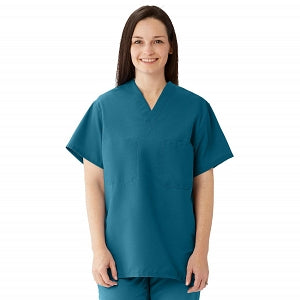 Medline Comfortease Unisex Two Pocket Reversible Scrub Top - ComfortEase Unisex Reversible V-Neck 2-Pocket Scrub Top with Medline Color-Coding, Size 3XL, Caribbean Blue - 910JCBXXXL-CM