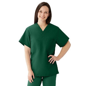 Medline Comfortease Unisex Two Pocket Reversible Scrub Top - ComfortEase Unisex Reversible V-Neck 2-Pocket Scrub Top with Medline Color-Coding, Size 2XL, Evergreen - 910JEGXXL-CM