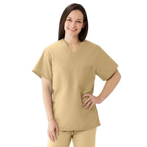 Medline Comfortease Unisex Two Pocket Reversible Scrub Top - ComfortEase Unisex Reversible V-Neck 2-Pocket Scrub Top with Medline Color-Coding, Size 5XL, Khaki - 910JKK5XL-CM