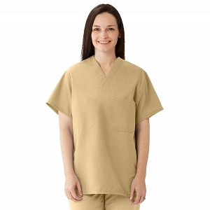 Medline Comfortease Unisex Two Pocket Reversible Scrub Top - ComfortEase Unisex Reversible V-Neck 2-Pocket Scrub Top with Medline Color-Coding, Size L, Khaki - 910JKKL-CM