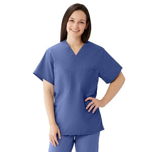 Medline Comfortease Unisex Two Pocket Reversible Scrub Top - ComfortEase Unisex Reversible V-Neck 2-Pocket Scrub Top with Medline Color-Coding, Size 3XL, Mariner Blue - 910JMBXXXL-CM