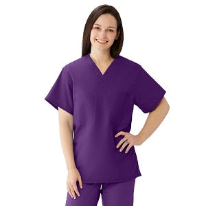Medline Comfortease Unisex Two Pocket Reversible Scrub Top - ComfortEase Unisex Reversible V-Neck 2-Pocket Scrub Top with Medline Color-Coding, Size S, Rich Purple - 910JPPS-CM