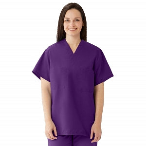 Medline Comfortease Unisex Two Pocket Reversible Scrub Top - ComfortEase Unisex Reversible V-Neck 2-Pocket Scrub Top with Medline Color-Coding, Size 3XL, Rich Purple - 910JPPXXXL-CM