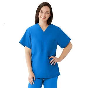 Medline Comfortease Unisex Two Pocket Reversible Scrub Top - ComfortEase Unisex Reversible V-Neck 2-Pocket Scrub Top with Medline Color-Coding, Size 5XL, Royal Blue - 910JRL5XL-CM