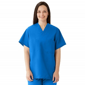 Medline Comfortease Unisex Two Pocket Reversible Scrub Top - ComfortEase Unisex Reversible V-Neck 2-Pocket Scrub Top with Medline Color-Coding, Size M, Royal Blue - 910JRLM-CM