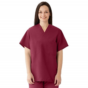 Medline Comfortease Unisex Two Pocket Reversible Scrub Top - ComfortEase Unisex Reversible V-Neck 2-Pocket Scrub Top with Medline Color-Coding, Size S, Wine - 910JWNS-CM
