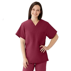 Medline Comfortease Unisex Two Pocket Reversible Scrub Top - ComfortEase Unisex Reversible V-Neck 2-Pocket Scrub Top with Medline Color-Coding, Size XS, Wine - 910JWNXS-CM