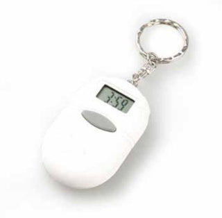 White Oval Talking Clock Keychain