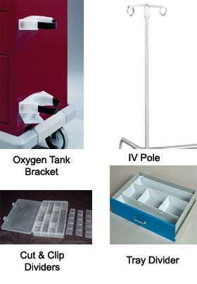 Waterloo Healthcare UniCart Accessories Uni-Cart Procedure/Treatment Pkg (Divider Tray, Side Shelf, Utility Hooks, Railing and Supports, - 923165