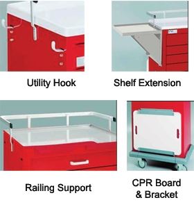 Waterloo Healthcare UniCart Accessories Uni-Cart Procedure/Treatment Pkg (Divider Tray, Side Shelf, Utility Hooks, Railing and Supports, - 923165