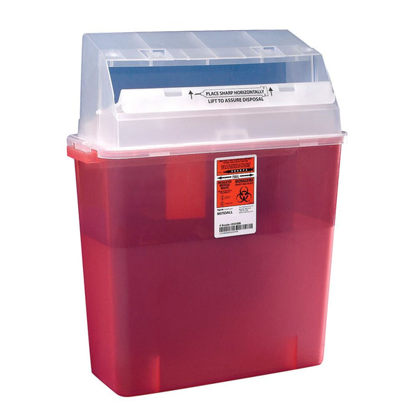 Medline Lock-up Sharps Containers Sharps Container, 3 gal., Translucent Red, cs/12 - 923145