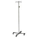 Lakeside Healthcare IV Poles Space Saver IV Stand, 5 Legs, 2 Hooks - 924419