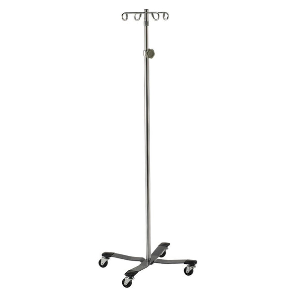 Lakeside Healthcare IV Poles Heavy-duty IV Pole, 4 Legs, 4 Hooks - 924415