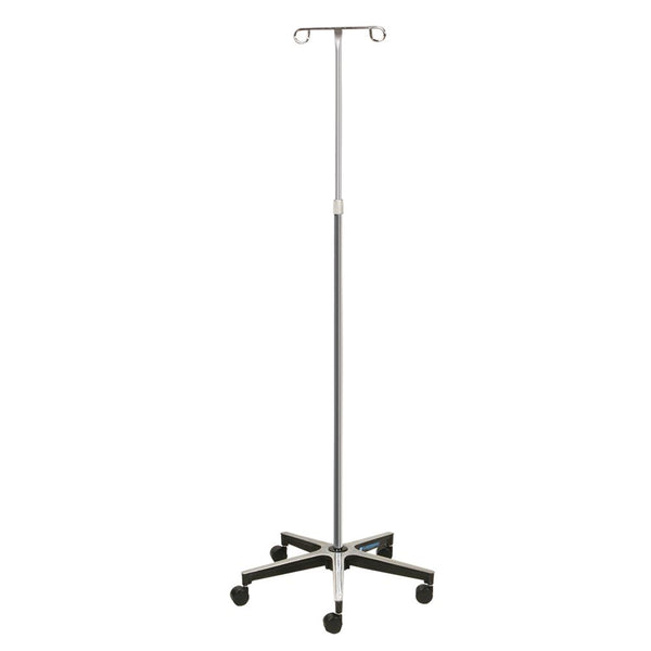 Lakeside Healthcare IV Poles Space Saver IV Stand, 5 Legs, 2 Hooks - 924419