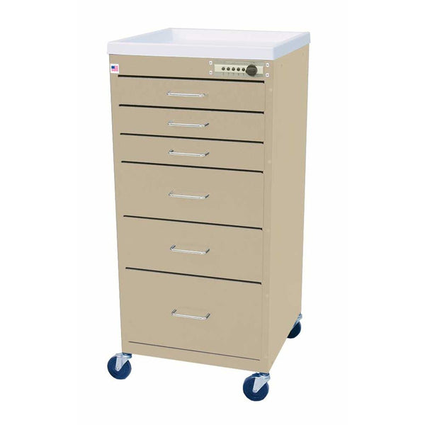 Alimed Harloff Mini Line 6-Drawer Treatment  Carts Mini Line 6-Drawer Treatment Cart, Key Lock, Mauve - 925415/MAUVE/NA