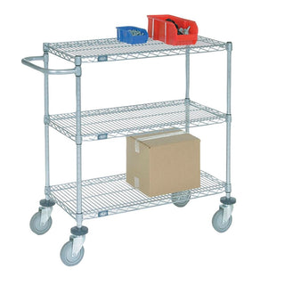 Nexel Adjustable Wire Shelf Cart Adjustable Wire Shelf Cart, Galvanized, Chrome Posts, 48"L x 40"H x 24"D - 926049