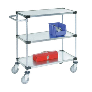Nexel Galvanized Stainless Steel Utility Carts Adjustable Shelf Cart, Solid, Galvanized, 36"W x 40"H x 24"D - 926056