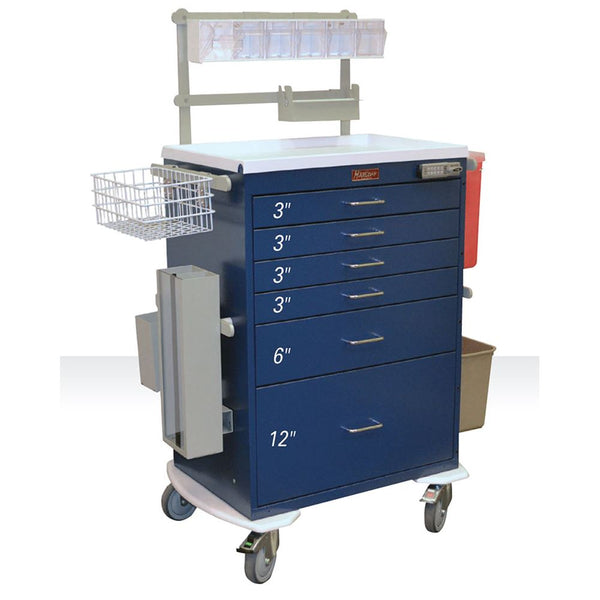Harloff Classic Line 6-Drawer Anesthesia Cart, Key Lock w/Accessory Package Classic 6-Drawer Anesthesia Cart, Key Lock w/Accessory Pkg, Light Grey - 926402/LGREY/NA