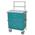 Harloff Classic Line 4-Drawer Workstation Cart, Key Lock Classic 4-Drawer Workstation Cart w/Specialty Pkg, Red - 926411/RED/NA