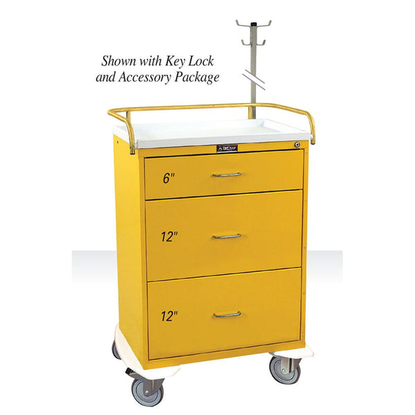 Harloff Classic Line 3-Drawer Isolation/Infection Control Cart Classic 3- Drawer Infection Control Cart, Push-Button Lock, Hammer Grey - 926480/HAMGRY/NA