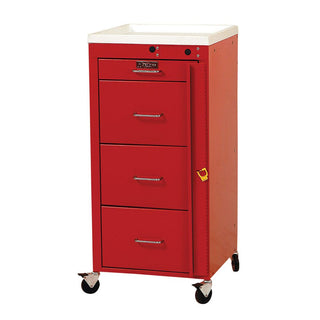 Harloff Mini-Line 4-Drawer Basic Emergency Cart Mini 4-Drawer Basic ER Cart, Burgundy - 926535/BURG/NA