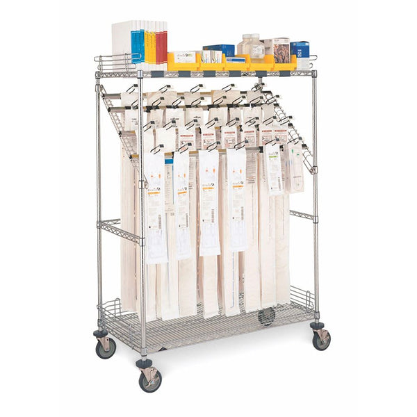 Catheter Procedure Carts Catheter Procedure Cart, 24" x 60", 3 Shelves, 4 Bars, 24 Hooks, 2 Totes, 6 Bins, 6 Ledges - 926590