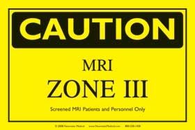 Alimed MRI Zone Signs MRI Zone 3 Sign, 8"W x 10"L - 927460