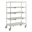 Nexel Wire Shelf Exchange Cart with 5 Open Shelves Enclosure Panel, 3-Sided, 48" - 938064