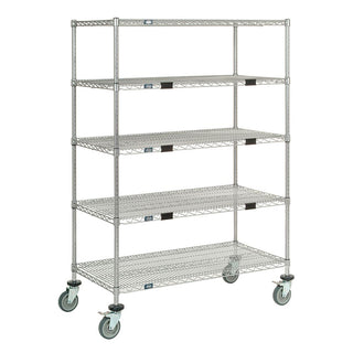 Nexel Wire Shelf Exchange Cart with 5 Open Shelves Wire Shelves, Heavy Duty, 60"W x 69"H x 24"D, 147-lb. shipping weight - 930609