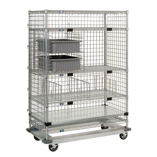 Nexel Wire Shelf Exchange Cart with 5 Open Shelves Enclosure Panel, 3-Sided, 48" - 938064