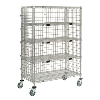 Nexel Shelf Exchange Cart with Three-Sided Enclosure Panels Wire Shelf Exchange Cart, Standard Duty, 3-Sided Encl. Panels, 48"W x 69"H x 24"D, 170-lb. ship. wt. - 930623